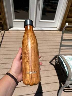 Cedar Stainless Steel Insulated Water Bottle, Faux Wood Grain